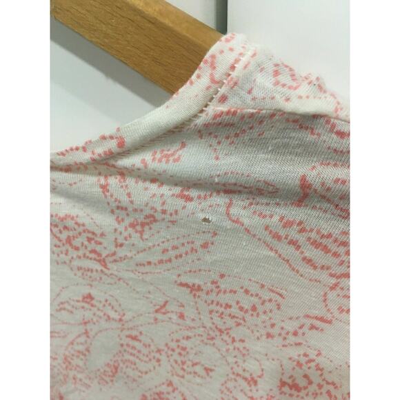 Free People Lagenlook Shirt, Peach & Ivory, Small Top, Ruched Long Sleeve - Picture 4 of 4